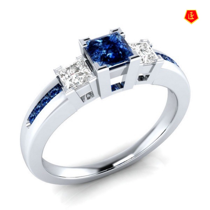 [Ready Stock]Blue Topaz Ring Creative Simple Fashion Temperament