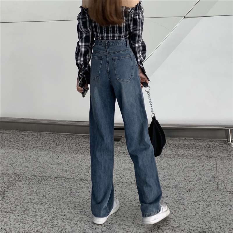 korean style new longgar vintage kekinian boyfriend celana jeans panjang wanita