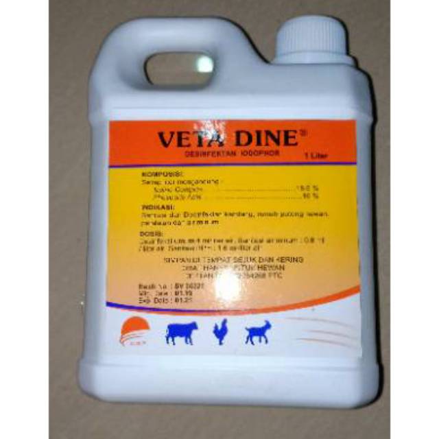 Veta Dine Disinfektan Kandang Iodine Rumah Potong Hewan Sanitasi Desinfektan Iodophor 1 Liter