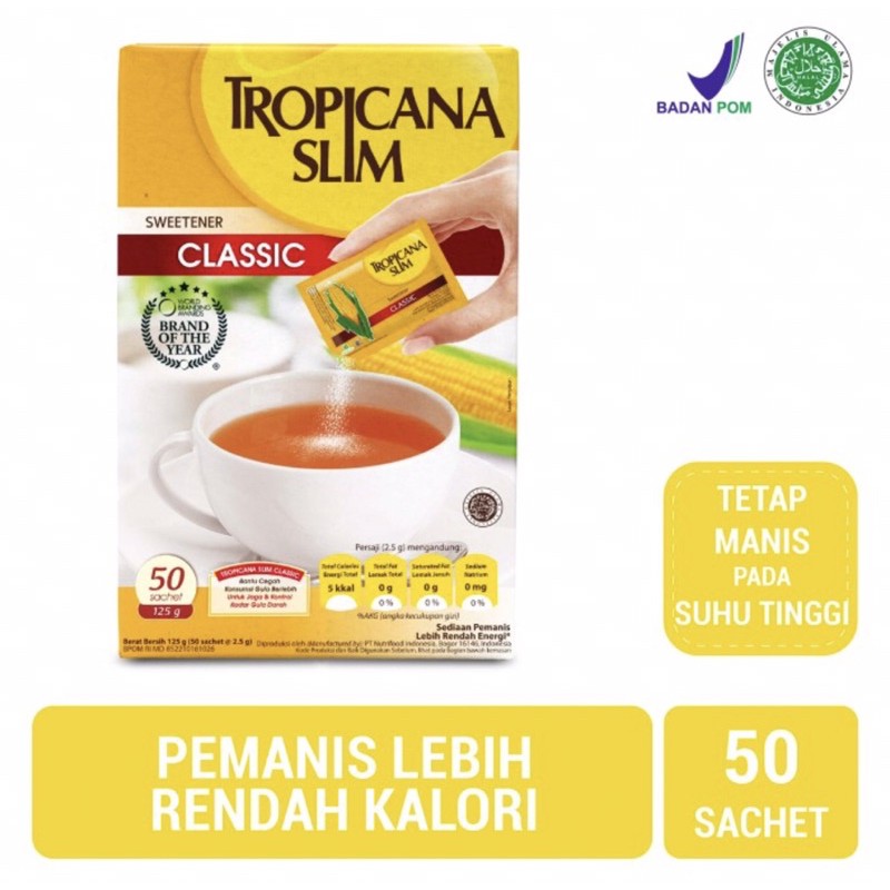 Tropicana slim classic 50 &amp; 100 sachet ( gula rendah kalori )