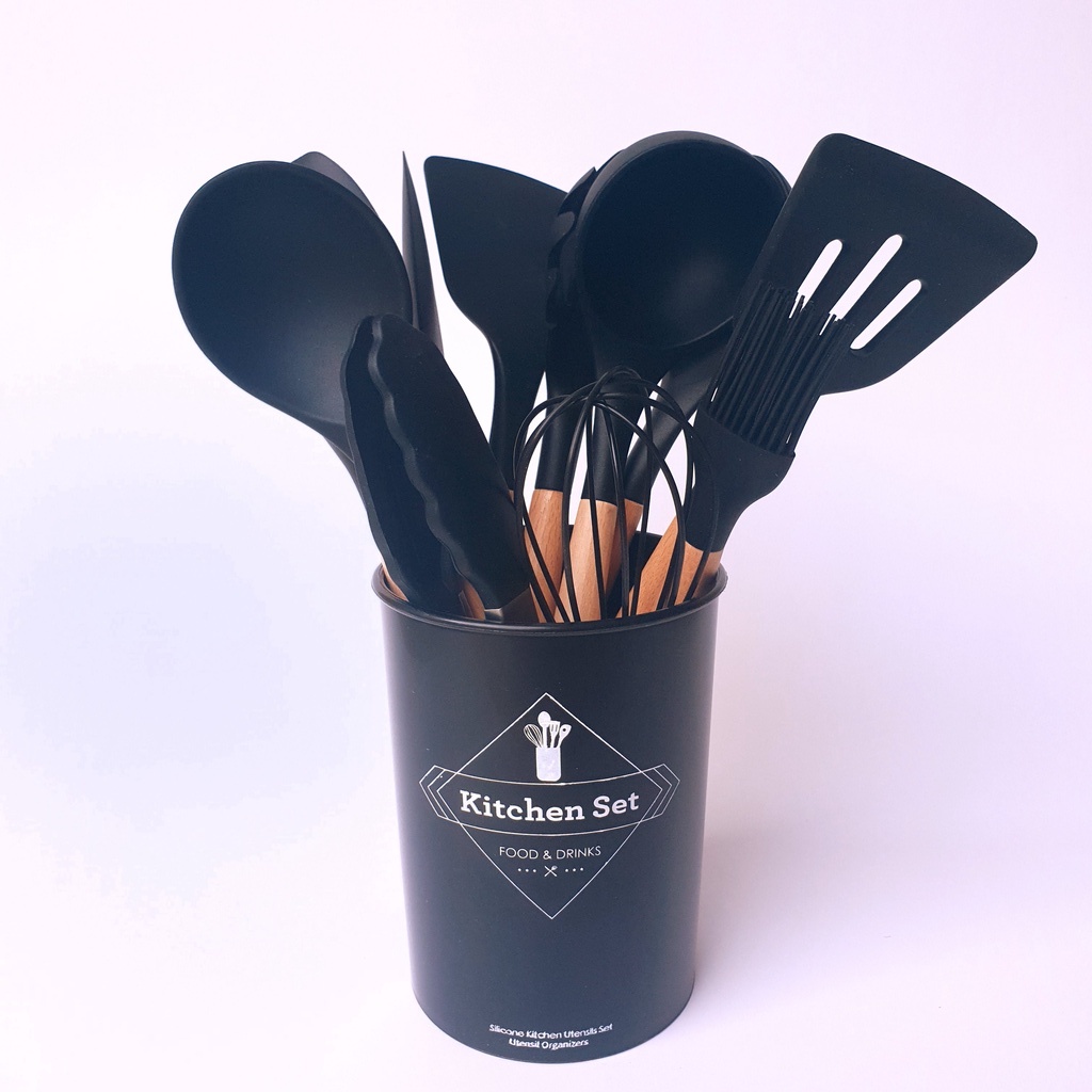 Silikon Spatula Silicone Sodet Alat Masak Set 12pcs Spatula Steak Clip Set Oil Brush Kitchen Cooking-8