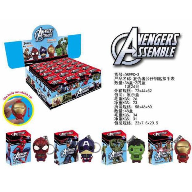 Gantungan Kunci / Gantungan Tas + Jam Terbaru STARWARS LOL AVENGERS DORAEMON MICKEY SUPERHERO - JA024