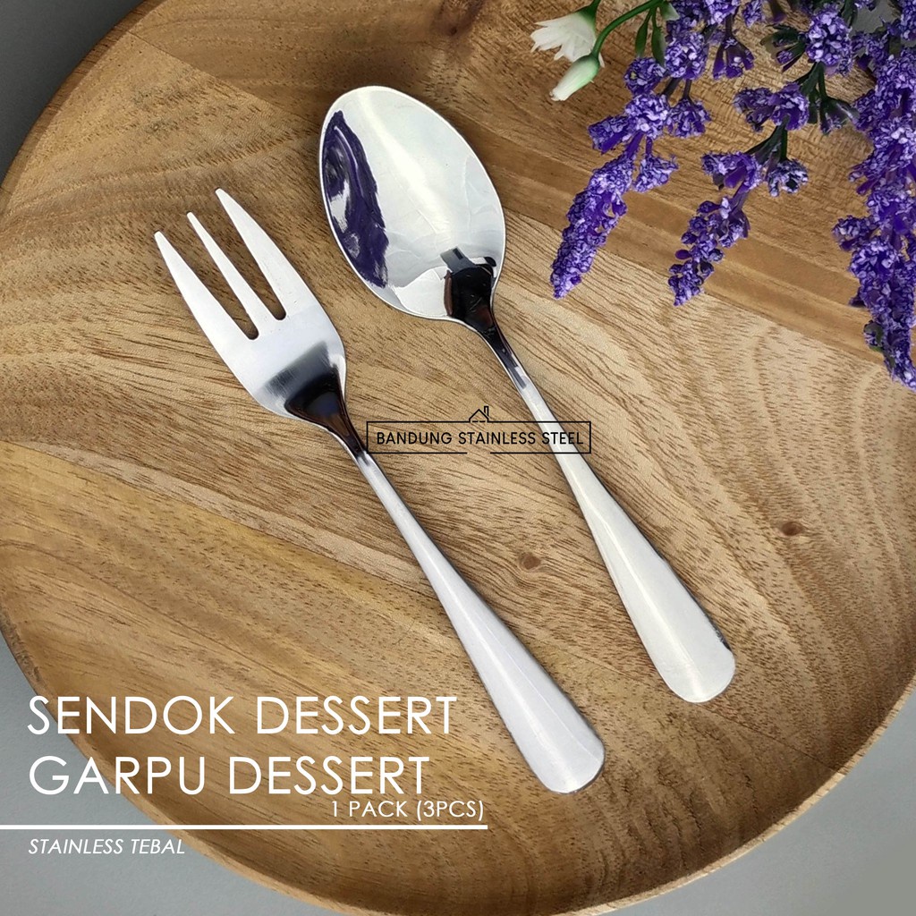 3 pcs sendok garpu kecil anak buah dessert kopi teh kue stainless tebal hotel