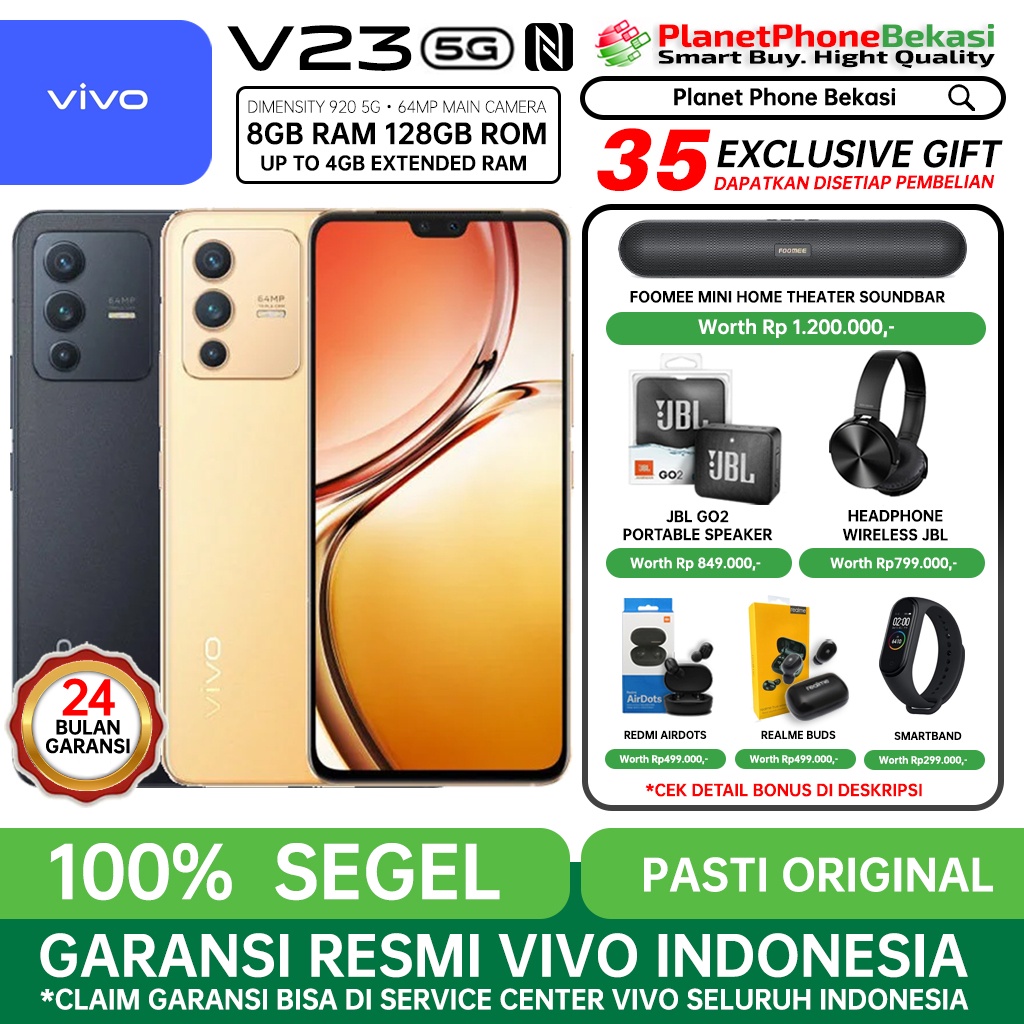 VIVO V23 5G RAM 12GB [8GB+4GB] ROM 128GB 12/128 / 8/128 & V21 5G 8/128 GB  GARANSI RESMI