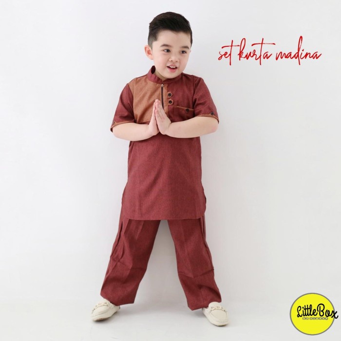 SALE Setelan Koko Anak Kurta Madina Paddle Kids - Marun, 4