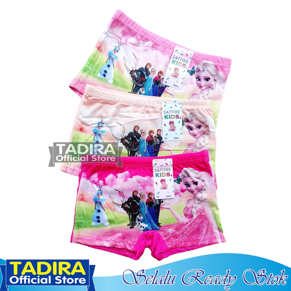 3 Pcs Celana Boxer Anak Perempuan Gambar Kartun Celana Dalam Anak Cewek Karakter Bahan Super Soft TADIRA