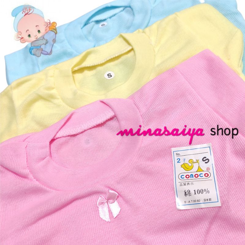 CONOCO 3 pcs Kaos Oblong Bayi Perempuan Lengan Pendek Seri Polos Warna