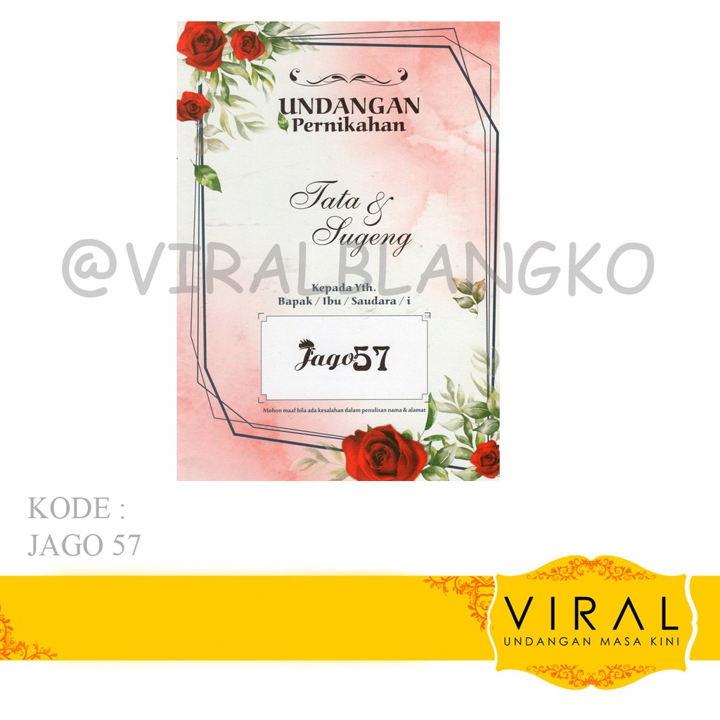 Blangko Undangan Pernikahan Jago 57 Harga Murah