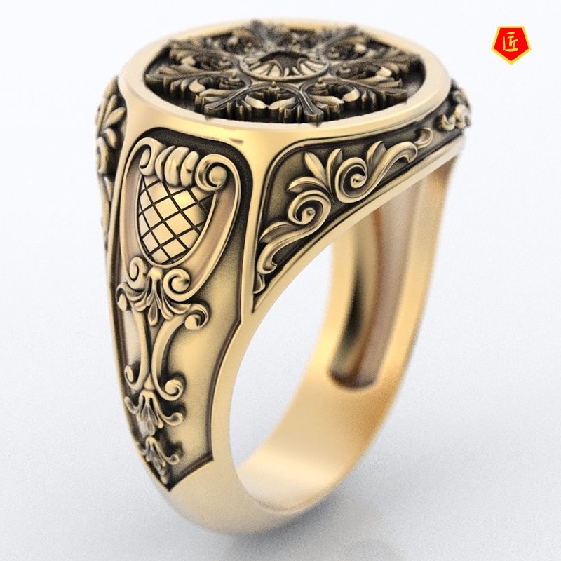 [Ready Stock]Fashion Retro Domineering Ring 18K Gold