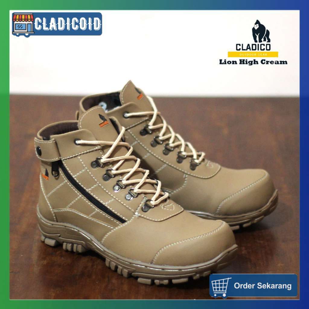 SEPATU SAFETY PRIA UJUNG BESI BIG SIZE 44-46  SEFTY BOOTS KERJA LAPANGAN PROYEK CLADICO LION TINGGI