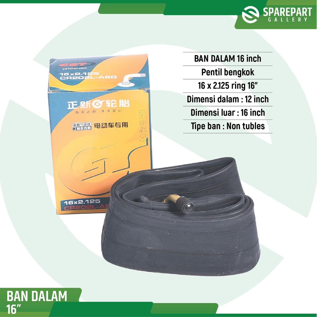 Ban dalam 16 inch (16x2.125) pentil bengkok sepeda listrik