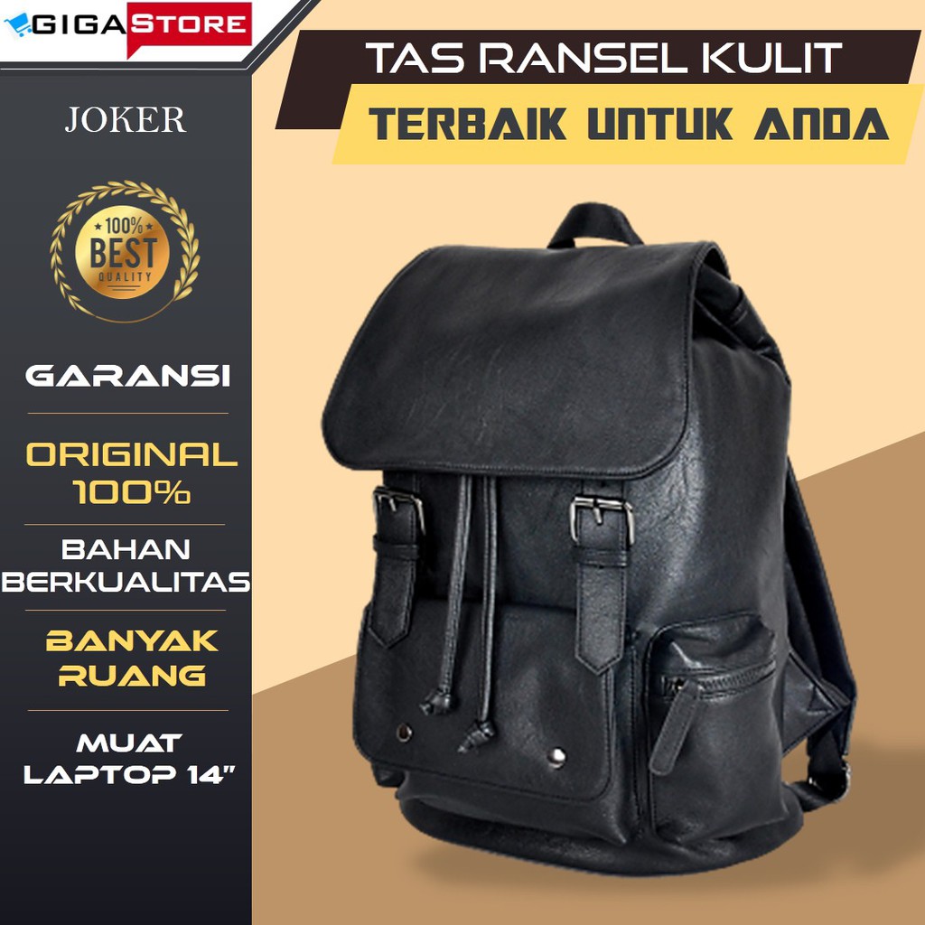 Tas Punggung Gendong Backpack JKR Ransel Pria Kulit Asli Original Cowo Cowok Laki Laki Import Murah