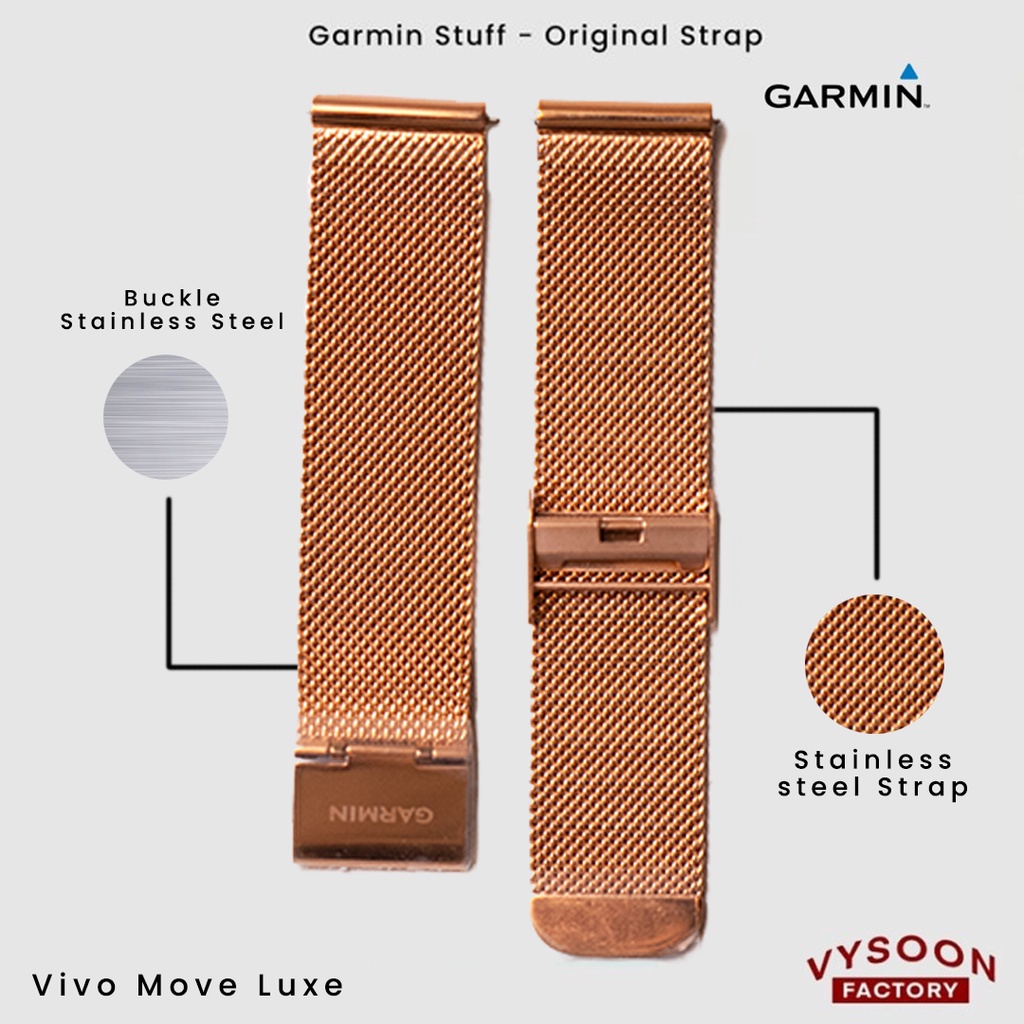 Strap Stainless Smartwatch Garmin Vivo Move Luxe Original - Rosegold