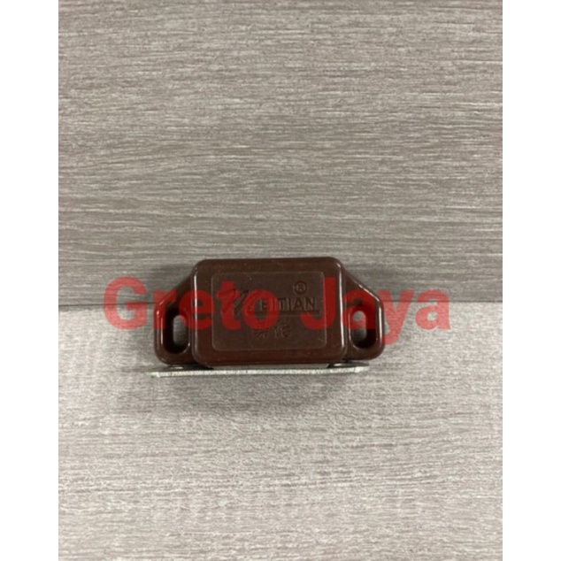 ( Besar ) Magnit Pintu Lemari Kayu Magnet Penahan Almari Kotak Segi Kusen Door Stoper Stop Aluminium Alminium Almunium Alumunium Capit Udang Pengunci Kunci Push Open Big-Cokelat
