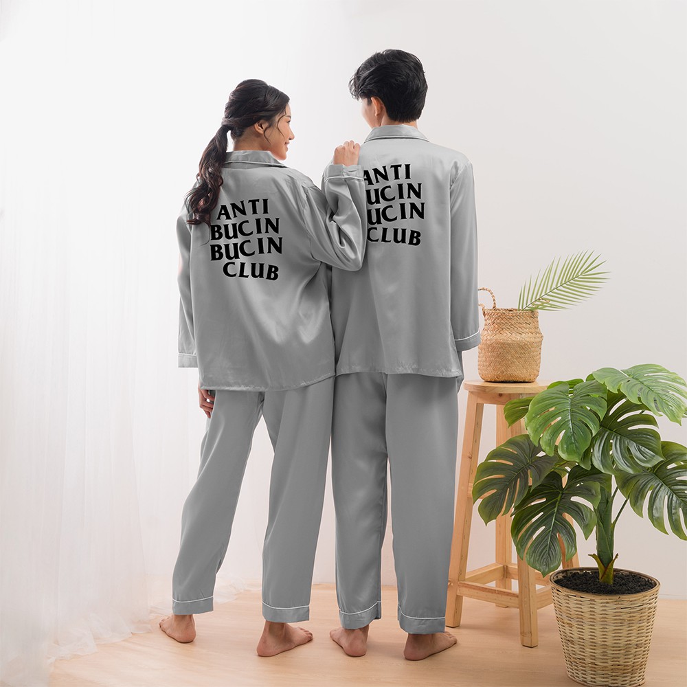 Zavyn Piyama Satin Couple Long Slevee Anti Bucin Bucin Club