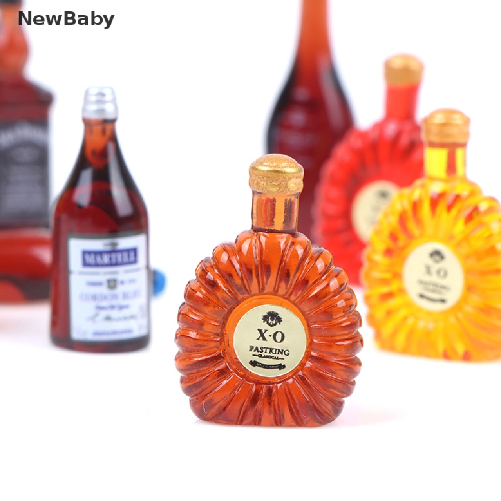 Newbaby 10Pcs / Set Mainan Miniatur Botol Minuman Skala 1: 12 Untuk Aksesoris Dapur Rumah Boneka