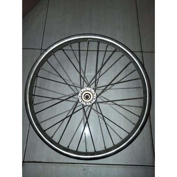 Wheelset Velg Depan Sepeda Anak Ukuran 18 pelek Jadi United Silver