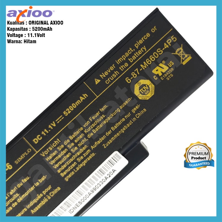 Baterai Axioo MNC M740 M740BAT-3 M740BAT-6 M660NBAT-6 BTY-M66