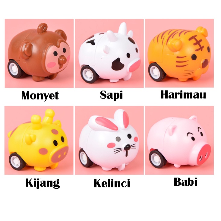 Mainan Anak Mobilan Bentuk Binatang / Mainan Lucu Tarik Mundur (Pull Back) MURAH Mainan Gajah Burung-7