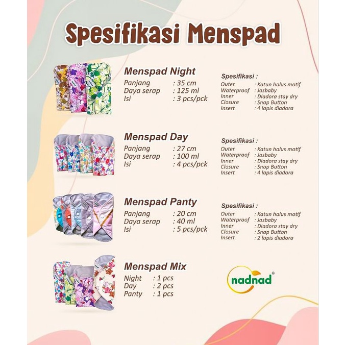 Menspad Nadnad Pembalut Kain Cuci Ulang Murah / Menstrual Pad Pembalut Wanita [ Bunda Altaf ]