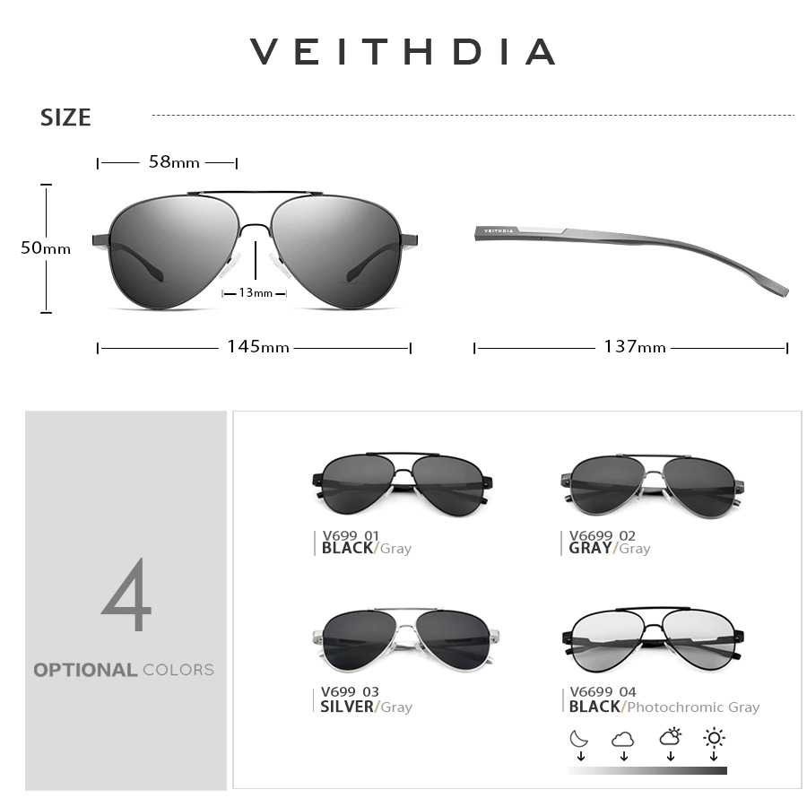 Best Seller ! Veithdia Kacamata Photochromic UV Polarized Sunglasses - 6699