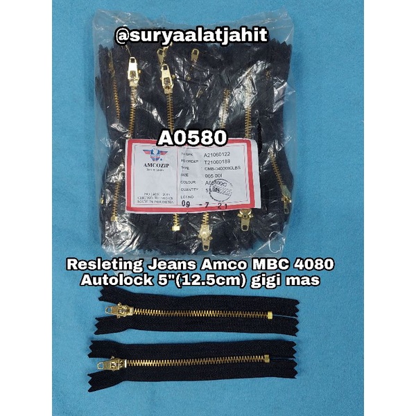 Resleting Jeans Amco 5in/12.5cm MBC-4080 ATL =rp.24.400/lsn