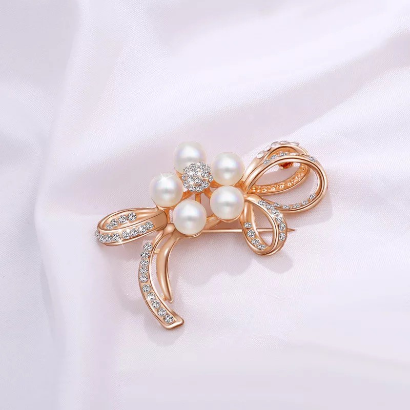 Hot Sale Korea Indah Bros Kristal Swan Bouquet Mutiara Cinta Bros High-end Opal Bunga Busur Bros Mode semua pertandingan Aksesoris-16#