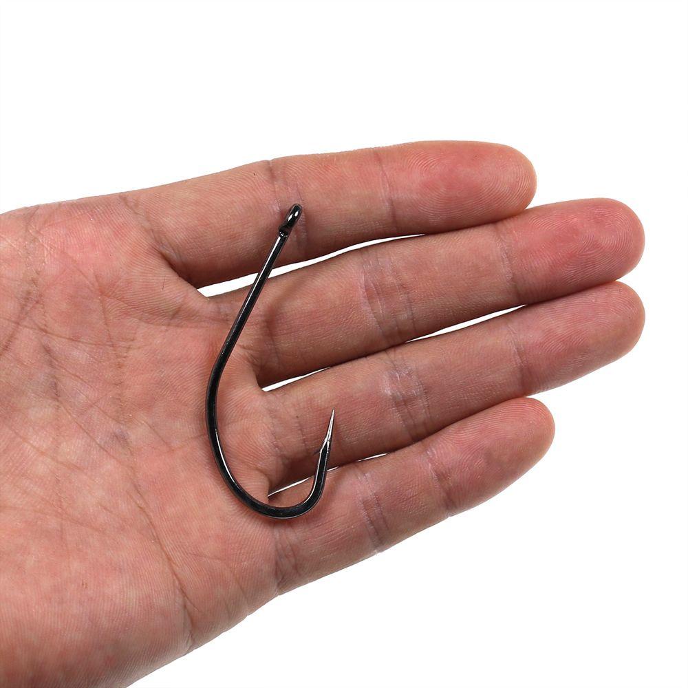 Lanfy Berduri Memancing Kait Stainless Steel 50 Pcs Tahan Lama Carp Fly Fishing Hook Black Nickle Carbon Steel Gurita Memancing Kait Sea Pint Hook Besar Panjang Shank