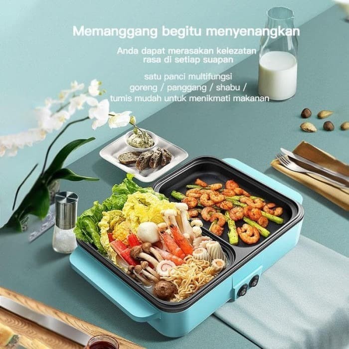 Elektronic Hot Pot And Grill - BBQ Shabu Panggangan 2 In 1 Multifungsi