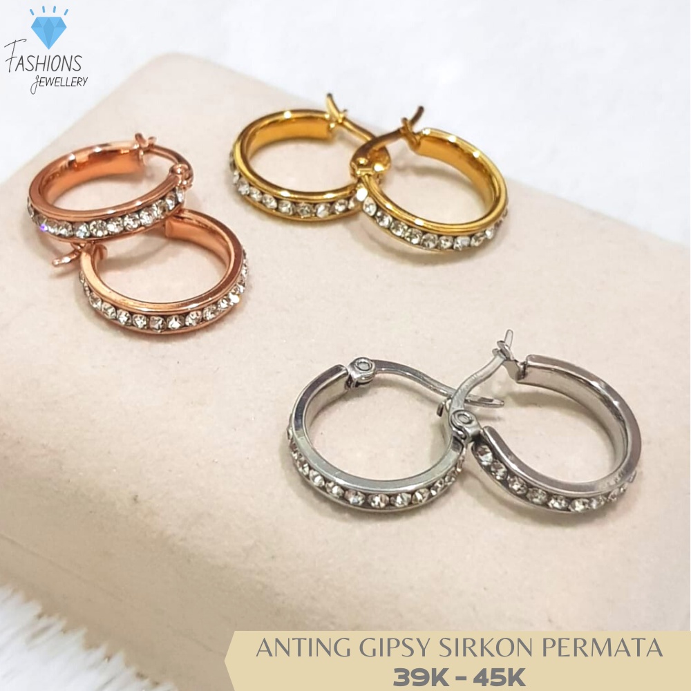 Anting gipsy Titanium mata sirkon