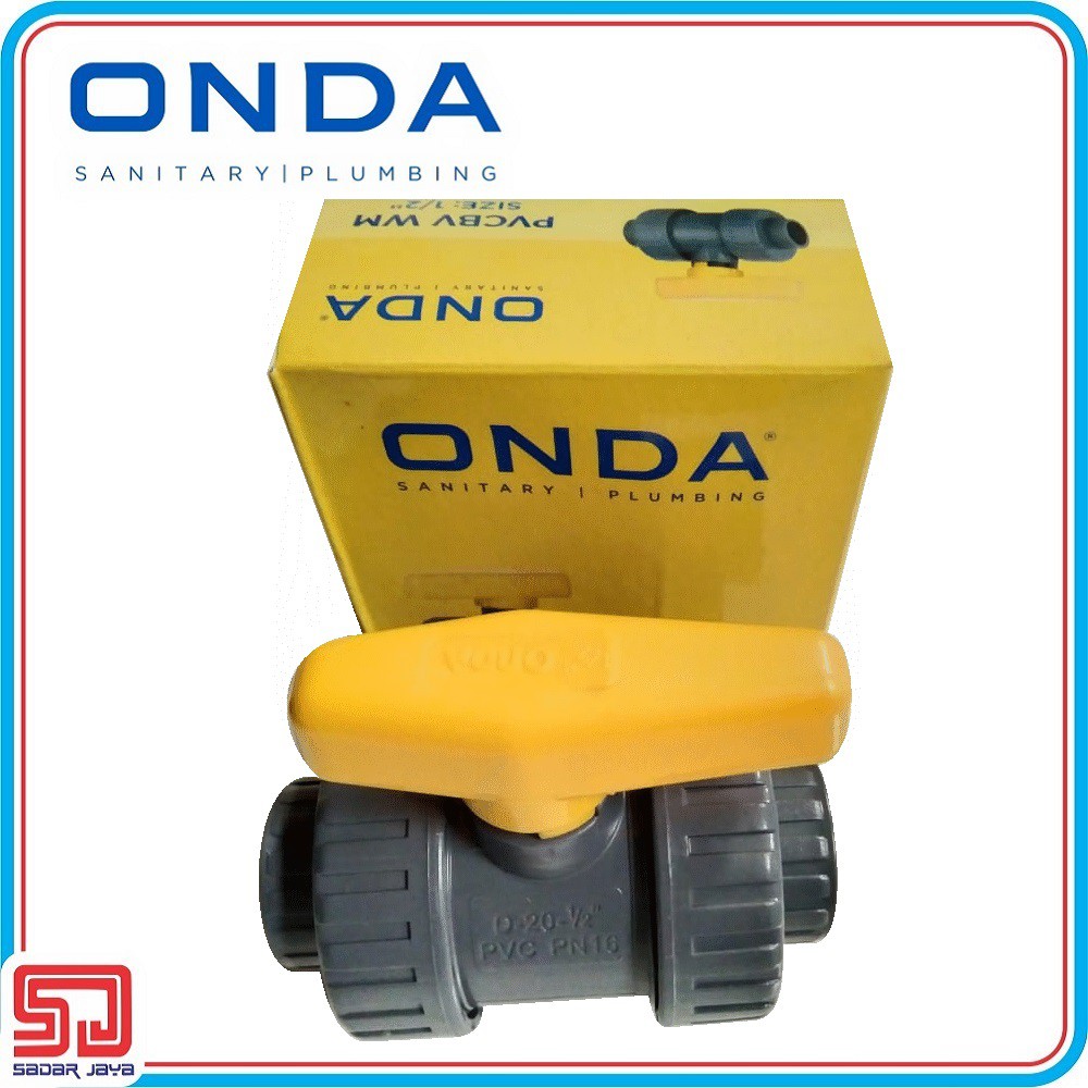 ONDA PVC BV WM Fitting Water Mur Valve Stop Kran Sambungan Pipa 1/2&quot; 3/4&quot;