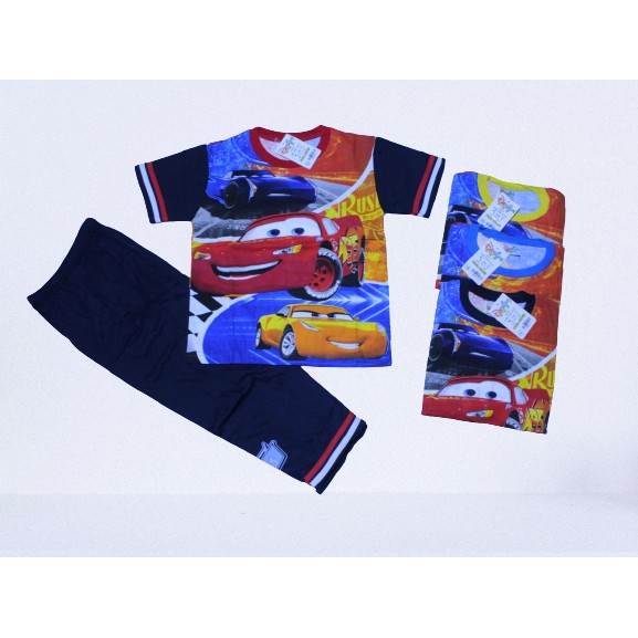 BAJU TIDUR PIYAMA ANAK  THE CARS SETELAN BAJU MC QUEEN SIZE 3-14 THN