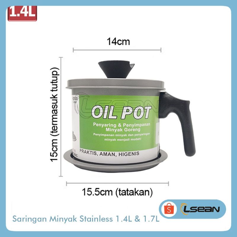 OIL POT Wadah Saringan Minyak Stainless Steel / Gelas Saringan Minyak