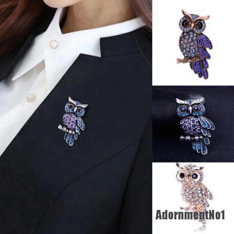 (Adornmentno1) Pin Bros Burung Hantu Hiasan Berlian Imitasi Bahan Zinc Alloy