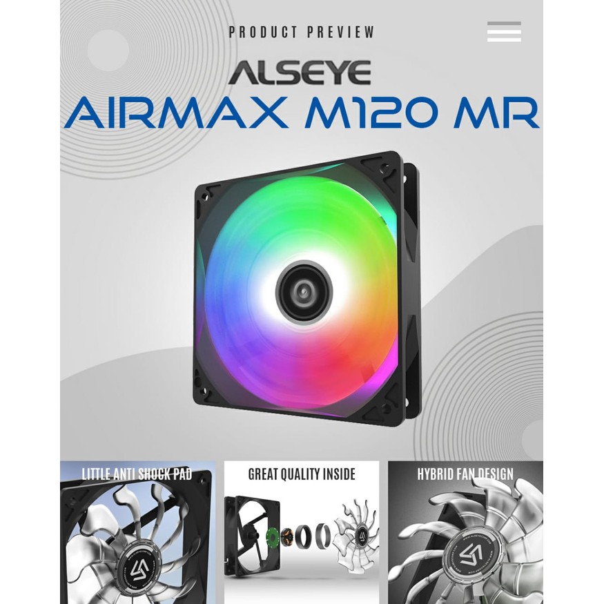 Alseye Airmax M-120 MR Fan Casing 12cm LED RGB Gaming Fan Case M120 MR