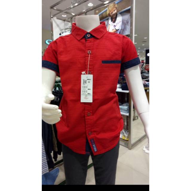 kemeja merah osella kids