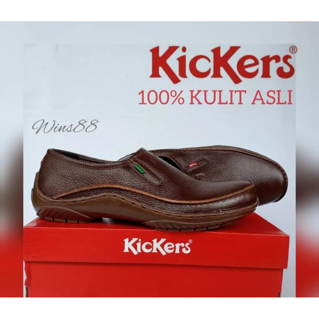 SEPATU PRIA DEWASA KULIT ASLI KICKERS072 COKLAT ORIGINAL SEPATU MURAH CASUAL