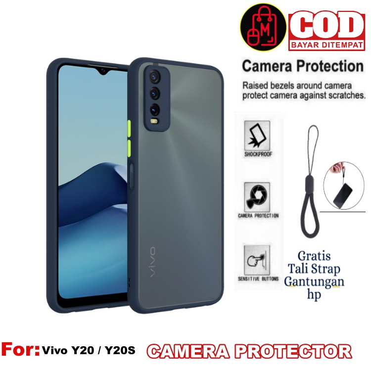 Case VIVO Y20 / VIVO Y20S Case Camera protector 2 Tone Doft With Oil Casing Bumper KESING CASE MATTE