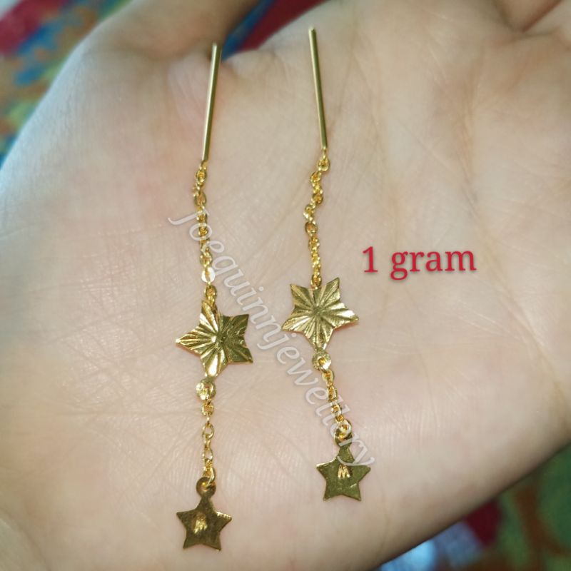 Anting panjang dewasa double star emas muda