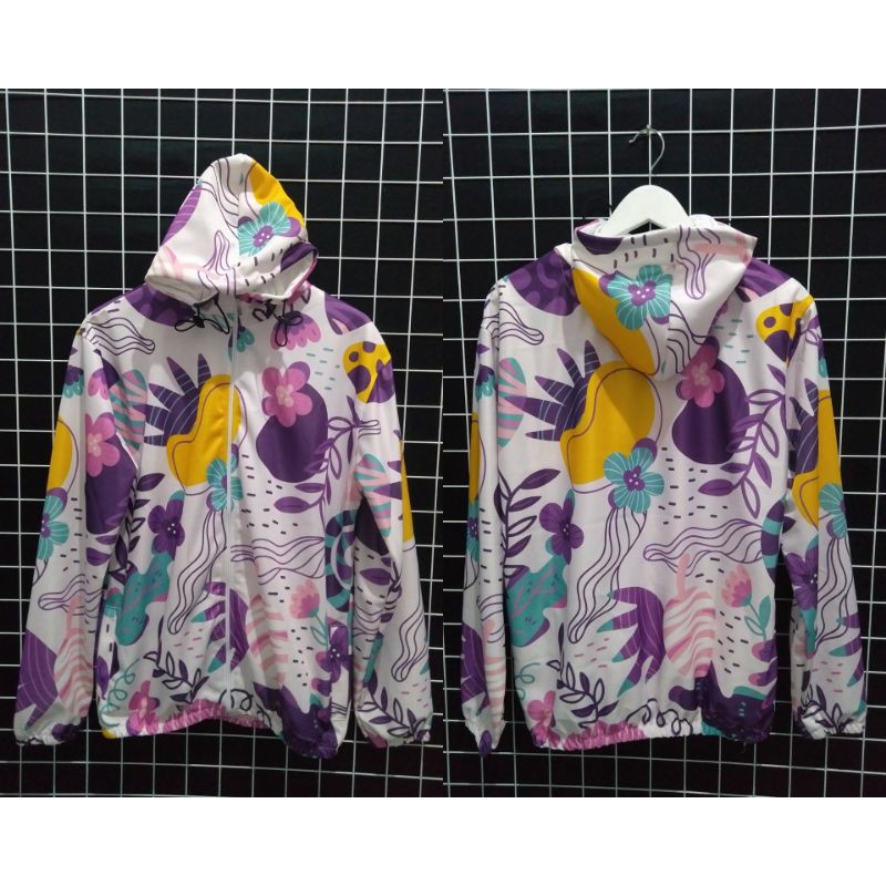 Jaket Sepeda Wanita Jaket Motif Printing/Jaket Goews-bunga ungu