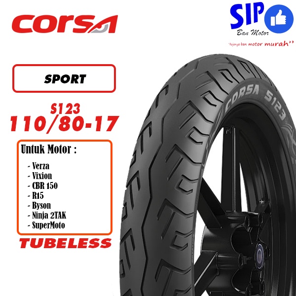 Ban motor sport Corsa S123 110 80 17 tubeless touring