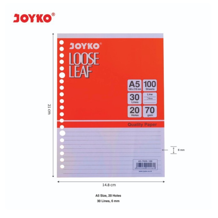 

Joyko A5-7020 100s loose leaf isi 100