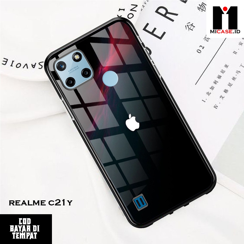 Case REALME C21Y - Casing REALME C21Y Fashion Case Terbaru 2022 MI.CASE [ LOGO IP ] Soft Case Glass 