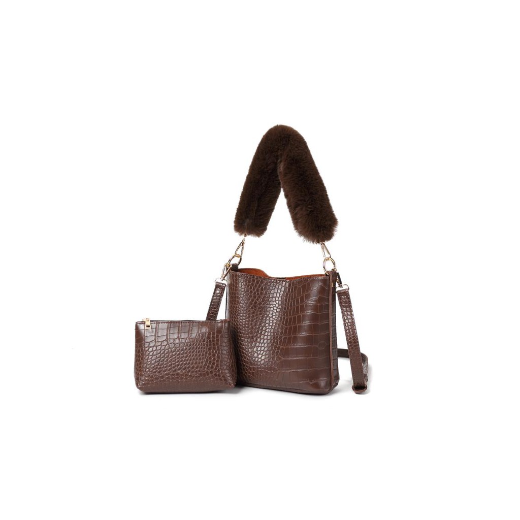 Adler Flair Korea Tas Wanita 2-in-1 cofee Shoulder Bag  Ad1803