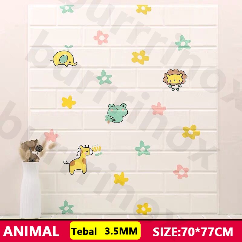 【WR】Wallpaper Dingding 3D Foam Motif Batu Bata Dekorasi Dinding Kamar Murah-Animal(3mm)