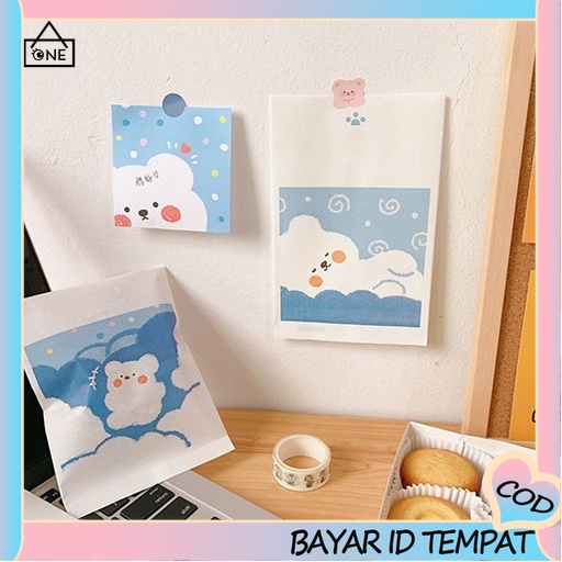 COD❤Simple Ins Paper Bag Tas Penyimpanan Kartun Lucu Mini Snack Candy Bear Tas Hadiah Ulang Tahun A one