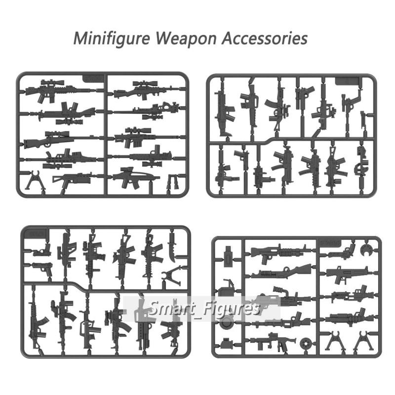 Minifigures Aksesoris Blok Bangunan DIY Senjata Militer Angka Mini Peralatan Koleksi Mainan