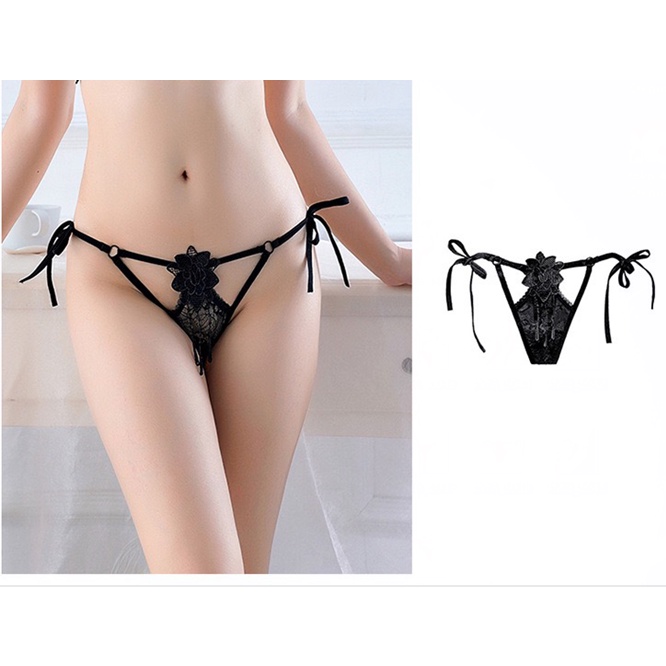 Celana Dalam Wanita Thong Bordir Bunga Berongga Bertali G Sting Ukuran Besar 3C188