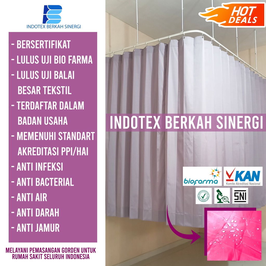 GORDEN RUMAH SAKIT | SEKAT | KLINIK | SPA | SALON | JUAL KAIN ANTI AIR / BAHAN GORDEN UNTUK HOTEL / 