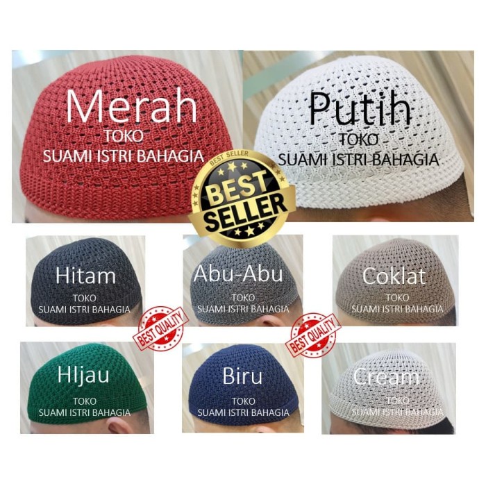 Kopiah-Peci- Peci Rajut Premium / Kopiah Songkok Premium - Biru -Peci-Kopiah.